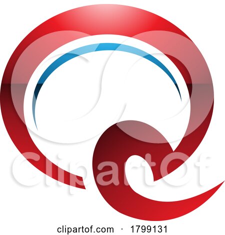 Red and Blue Glossy Hook Shaped Letter Q Icon by cidepix