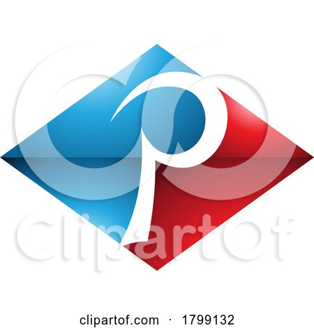 Red and Blue Glossy Horizontal Diamond Letter P Icon by cidepix