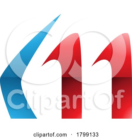 Red and Blue Glossy Horn Shaped Letter M Icon by cidepix