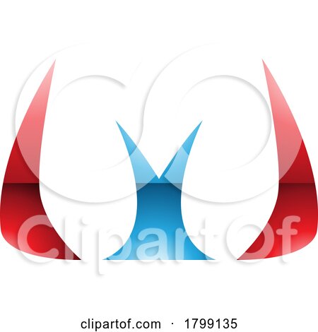 Red and Blue Glossy Horn Shaped Letter W Icon by cidepix