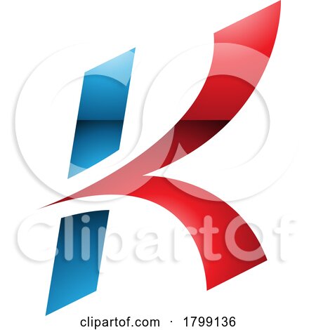 Red and Blue Glossy Italic Arrow Shaped Letter K Icon by cidepix