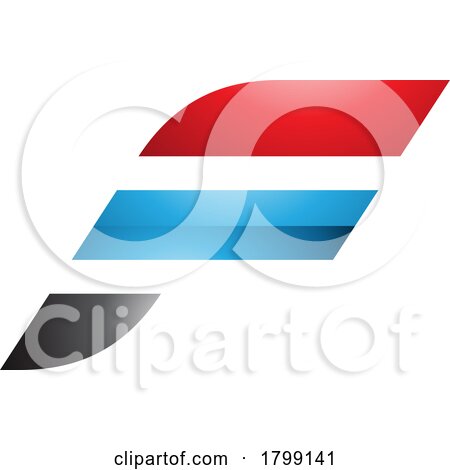 Red and Blue Glossy Letter F Icon with Horizontal Stripes by cidepix