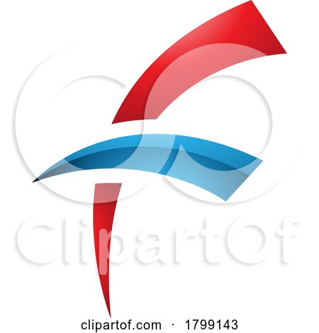 Red and Blue Glossy Letter F Icon with Round Spiky Lines by cidepix
