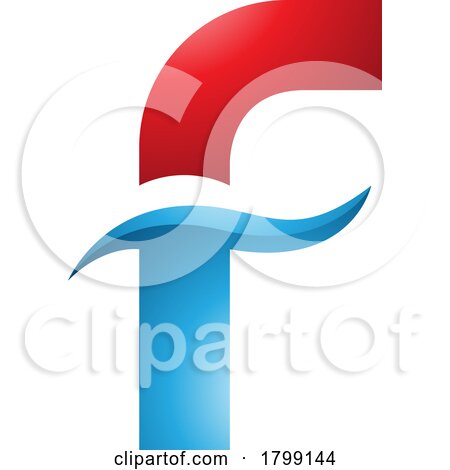 Red and Blue Glossy Letter F Icon with Spiky Waves by cidepix