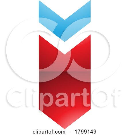 Red and Blue Glossy down Facing Arrow Shaped Letter I Icon by cidepix