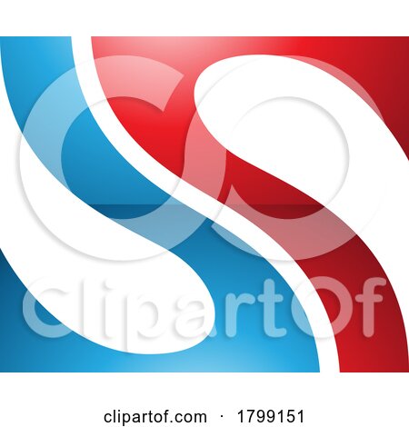 Red and Blue Glossy Fish Fin Shaped Letter S Icon by cidepix