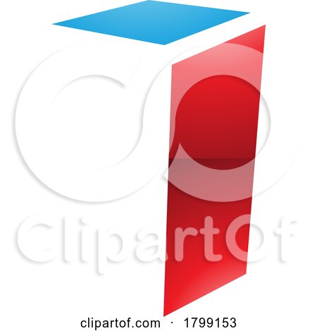 Red and Blue Glossy Folded Letter I Icon by cidepix