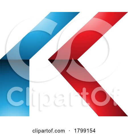 Red and Blue Glossy Folded Letter K Icon by cidepix