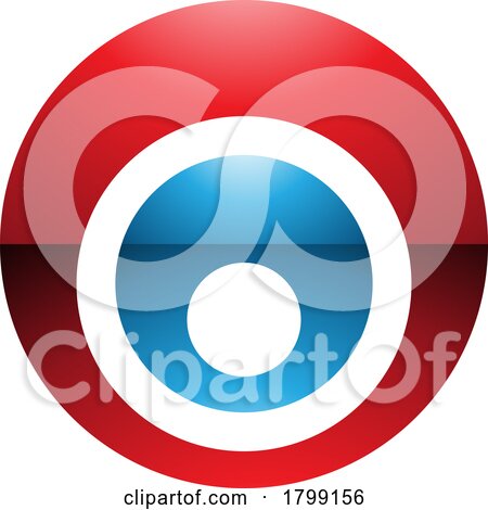 Red and Blue Glossy Letter O Icon with Nested Circles by cidepix