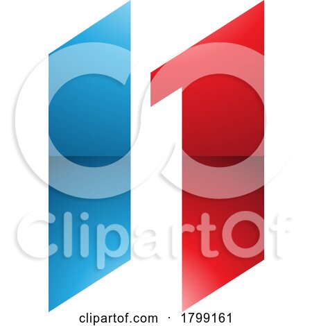 Red and Blue Glossy Letter N Icon with Parallelograms by cidepix