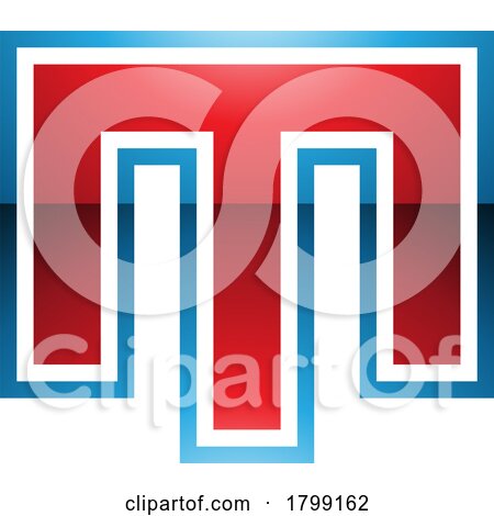 Red and Blue Glossy Letter M Icon with an Outer Stripe by cidepix
