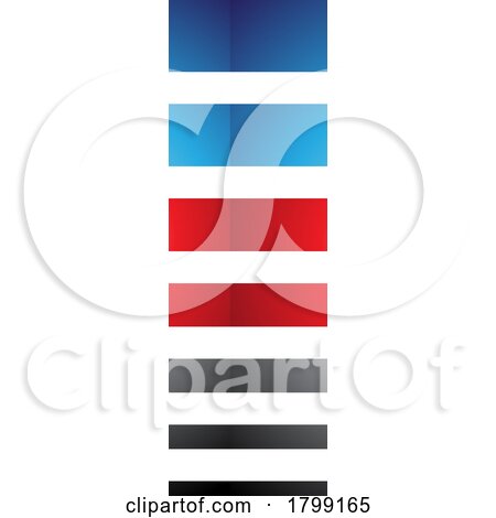 Red and Blue Glossy Letter I Icon with Horizontal Stripes by cidepix