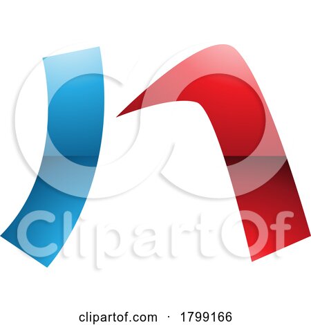 Red and Blue Glossy Letter N Icon with a Curved Rectangle by cidepix