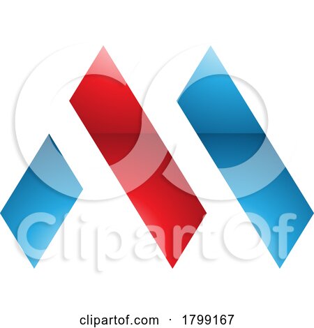 Red and Blue Glossy Letter M Icon with Rectangles by cidepix