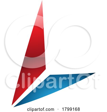 Red and Blue Glossy Letter L Icon with Triangles by cidepix