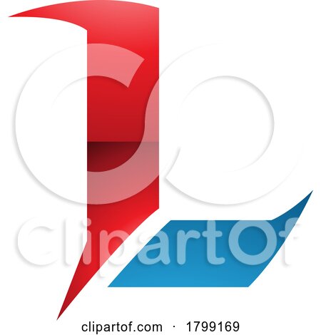 Red and Blue Glossy Letter L Icon with Sharp Spikes by cidepix