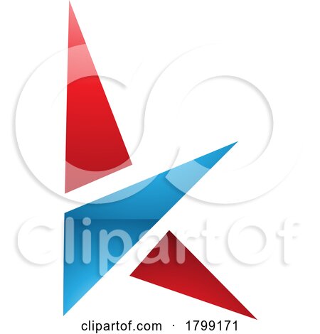 Red and Blue Glossy Letter K Icon with Triangles by cidepix