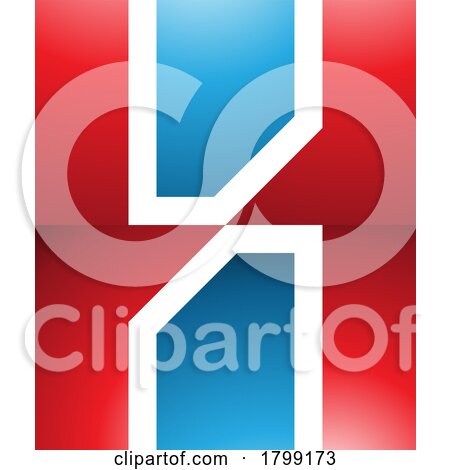 Red and Blue Glossy Letter H Icon with Vertical Rectangles by cidepix