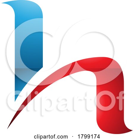 Red and Blue Glossy Letter H Icon with Round Spiky Lines by cidepix