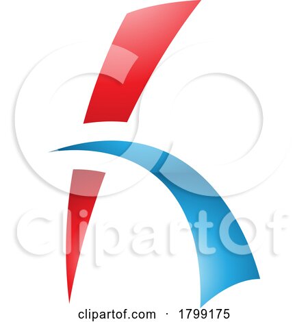 Red and Blue Glossy Letter H Icon with Spiky Lines by cidepix