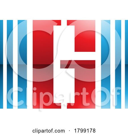Red and Blue Glossy Letter G Icon with Vertical Stripes by cidepix
