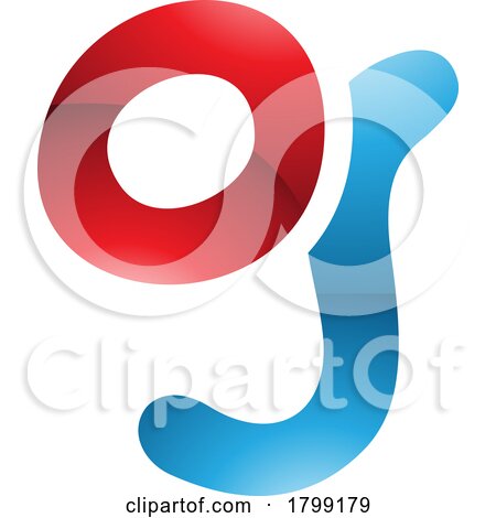 Red and Blue Glossy Letter G Icon with Soft Round Lines by cidepix