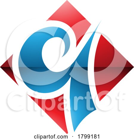 Red and Blue Glossy Diamond Shaped Letter Q Icon by cidepix
