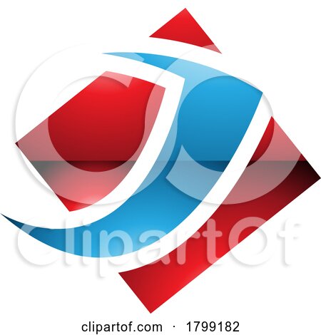 Red and Blue Glossy Diamond Square Letter J Icon by cidepix