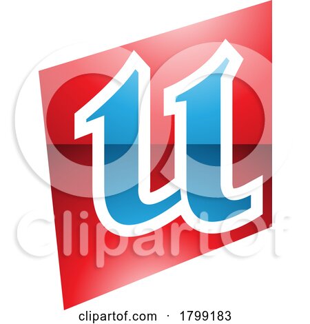 Red and Blue Glossy Distorted Square Shaped Letter U Icon by cidepix