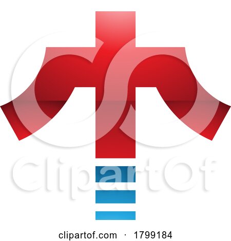 Red and Blue Glossy Cross Shaped Letter T Icon by cidepix