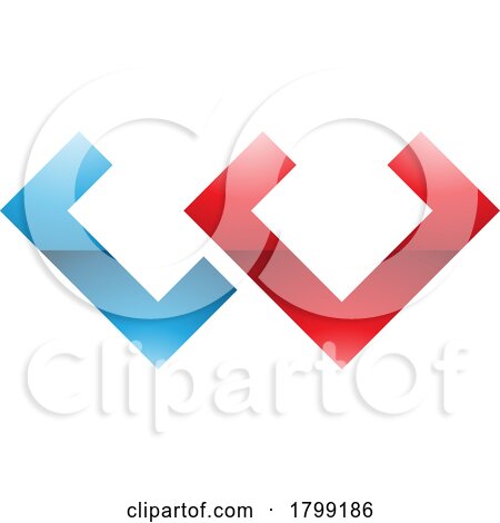 Red and Blue Glossy Cornered Shaped Letter W Icon by cidepix