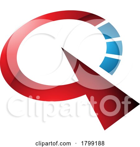 Red and Blue Glossy Clock Shaped Letter Q Icon by cidepix