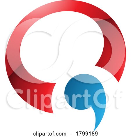 Red and Blue Glossy Comma Shaped Letter Q Icon by cidepix