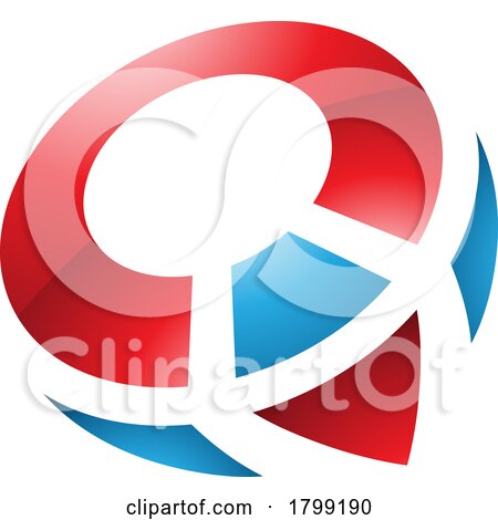 Red and Blue Glossy Compass Shaped Letter Q Icon by cidepix