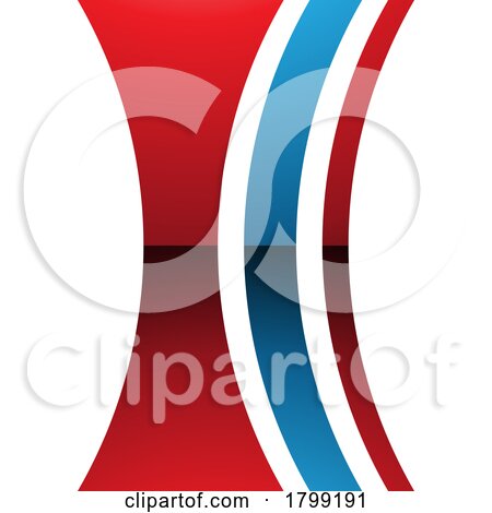 Red and Blue Glossy Concave Lens Shaped Letter I Icon by cidepix
