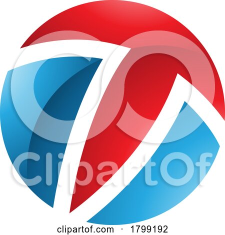 Red and Blue Glossy Circle Shaped Letter T Icon by cidepix