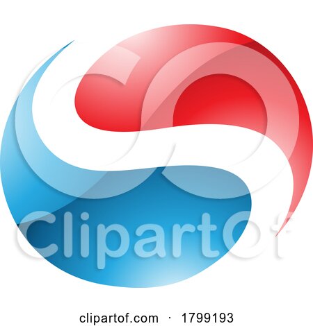 Red and Blue Glossy Circle Shaped Letter S Icon by cidepix
