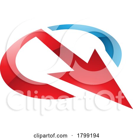 Red and Blue Glossy Arrow Shaped Letter Q Icon by cidepix