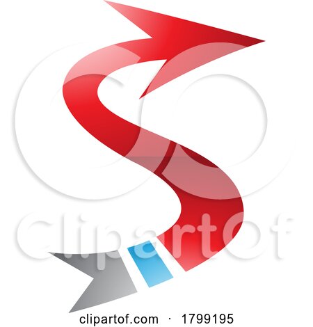 Red and Blue Glossy Arrow Shaped Letter S Icon by cidepix