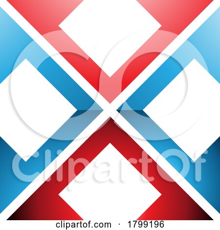 Red and Blue Glossy Arrow Square Shaped Letter X Icon by cidepix