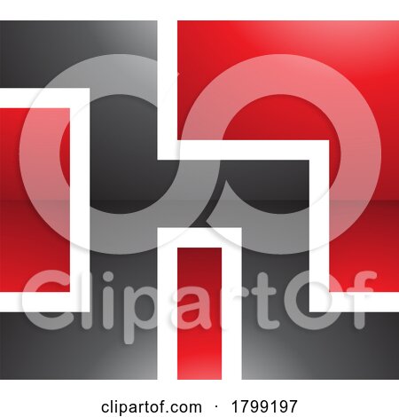 Red and Black Square Shaped Glossy Letter H Icon by cidepix