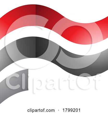 Red and Black Wavy Glossy Flag Shaped Letter F Icon by cidepix