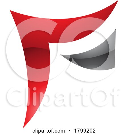 Red and Black Wavy Glossy Paper Shaped Letter F Icon by cidepix
