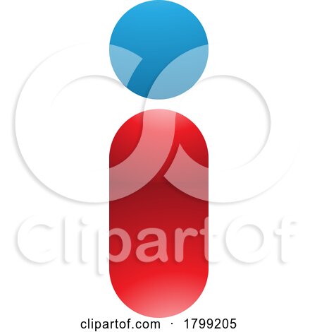 Red and Blue Glossy Abstract Round Person Shaped Letter I Icon by cidepix