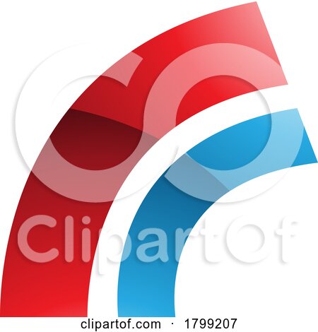 Red and Blue Glossy Arc Shaped Letter R Icon by cidepix