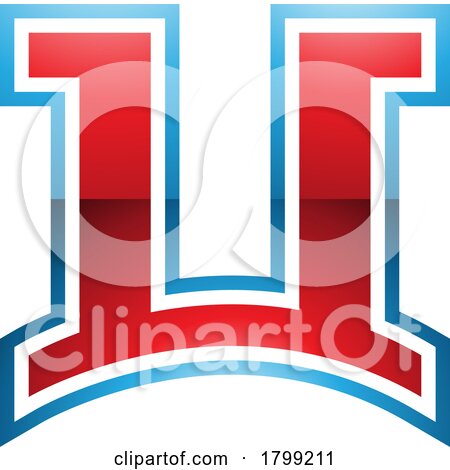 Red and Blue Glossy Arch Shaped Letter U Icon by cidepix