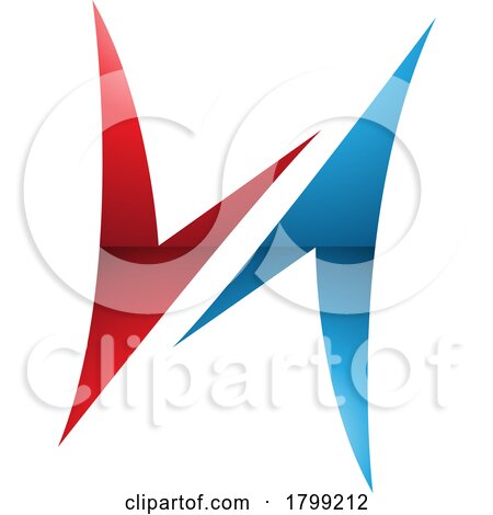 Red and Blue Glossy Arrow Shaped Letter H Icon by cidepix