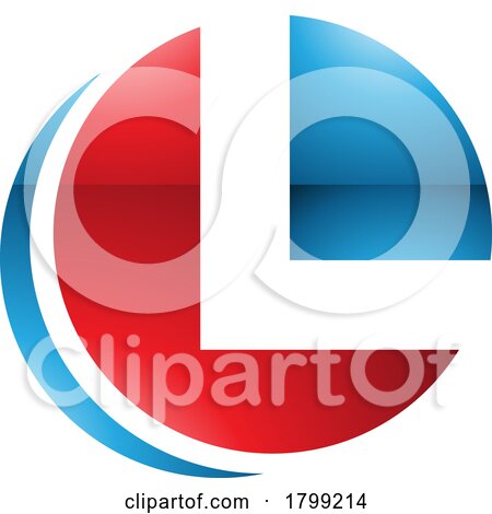 Red and Blue Glossy Circle Shaped Letter L Icon by cidepix