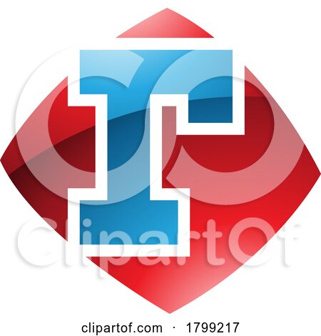 Red and Blue Glossy Bulged Square Shaped Letter R Icon by cidepix
