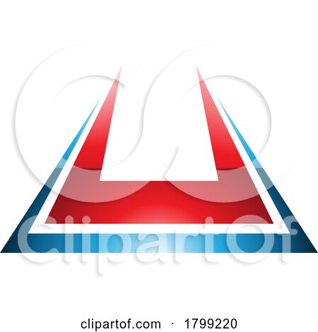 Red and Blue Glossy Bold Spiky Shaped Letter U Icon by cidepix
